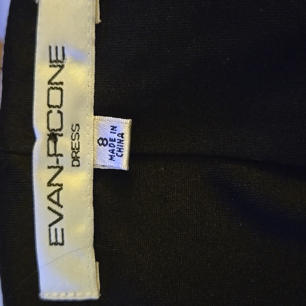 Evan-Picone Black White Mini Dress Portrait Collar Fitted Fully Lined SZ 8 EUC - Picture 4 of 5